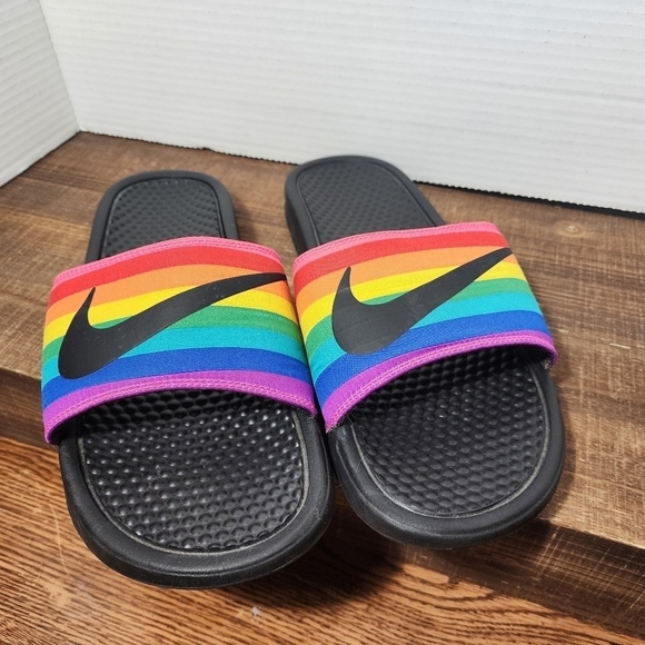 NIKE - Benassi JDI Rainbow Slide Sandals - Picture 1 of 10